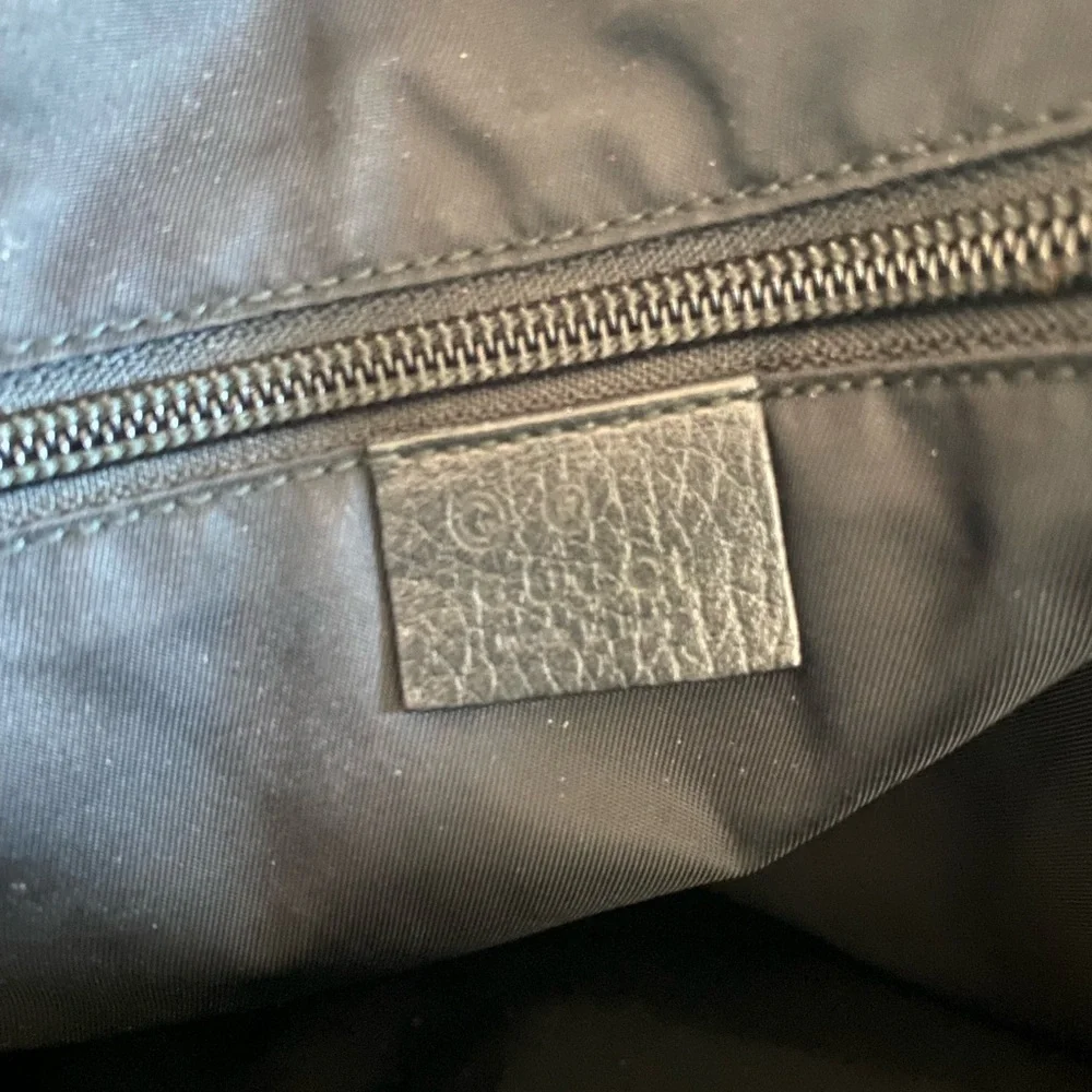 Gucci Black Monogram Nylon Messenger bag -large with Leather Logo Patch